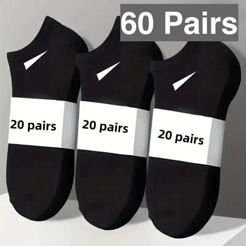 60 Pairs of Men's Breathable Socks - THCBME Men's & Women's Black White Grey Ankle Socks - No-Wash Anti-Odor Quick-Dry Low-Cut Boat Socks, Bulk Pack (50 Pairs) for Summer,, Travel, Casual Attire - Unisex Short Socks for &