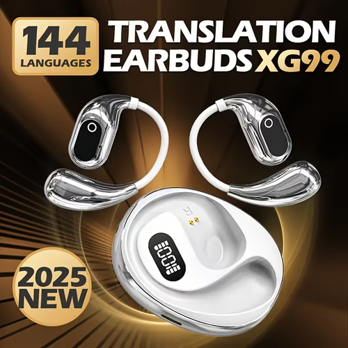 Latest model AI Real-Time Translation Earbuds Noise Cancelling & Charging Case, Smart Translator for Smartphones - Compatible , -C Charging, Ideal for Travel, Business & Meetings