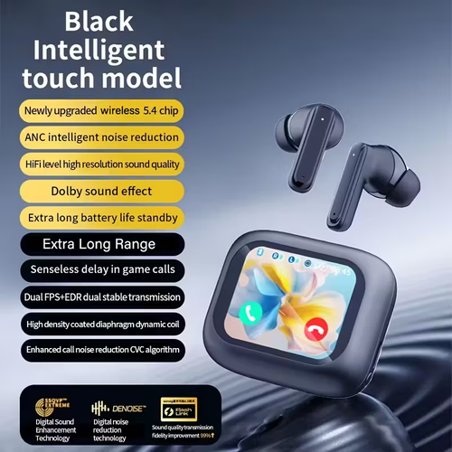 2025 Upgraded Smart LCD Touchscreen Earbuds – New Wireless Headphones, Unisex Sports Design with Chinese English Language Switching. Built-in Microphone & Adjustable Sound Quality. Compatible with Apple, Samsung, vivo, Xiaomi, OPPO, and More, Premium Wireless Earbuds, Earbuds for Phone Calls, Wired Headphones, Monster Wireless Earbuds, True Wireless Earbuds, Phone Call Earbuds, Travel Headphones, Sleek Design, Modern Earbuds, Highquality Audio, Lightweight Build,