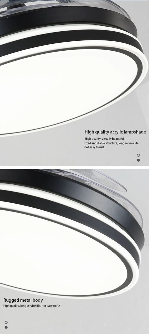 High Quality Simple Chandelier Remote Control Retractable Invisible Ceiling Fan With LED Light