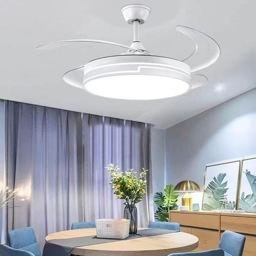 High Quality Simple Chandelier Remote Control Retractable Invisible Ceiling Fan With LED Light