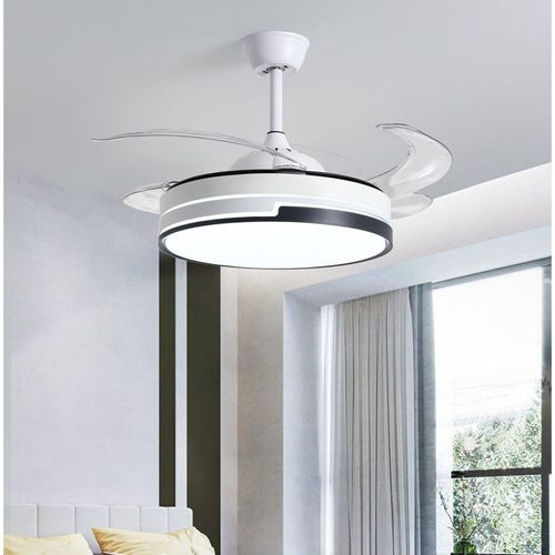 High Quality Simple Chandelier Remote Control Retractable Invisible Ceiling Fan With LED Light