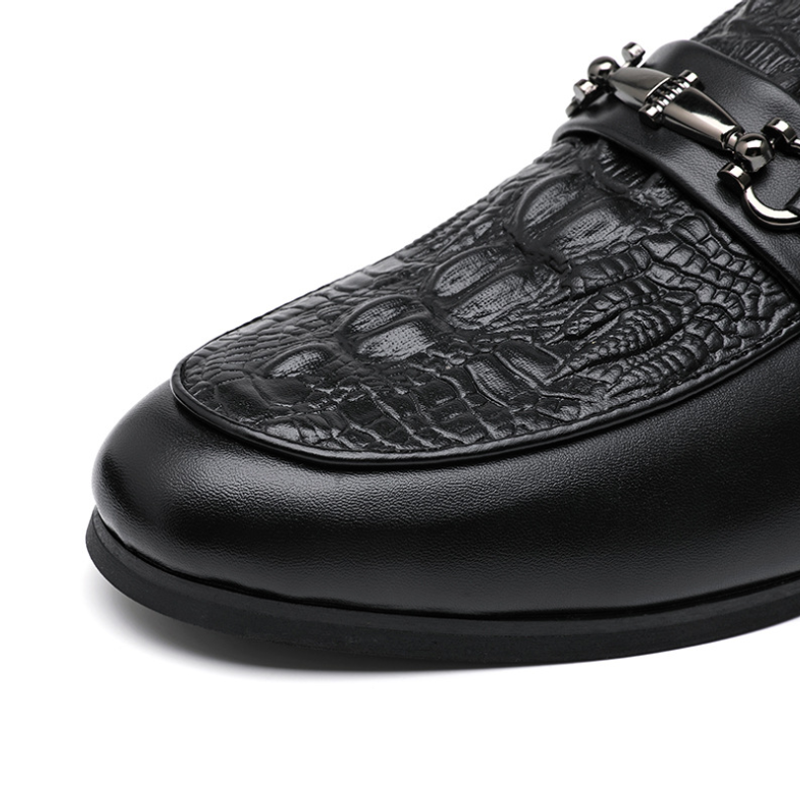 ✨ Mens Crocodile-Pattern Leather Slide Sandals – Stylish Breathable Anti-Odor Summer Footwear | 50% OFF