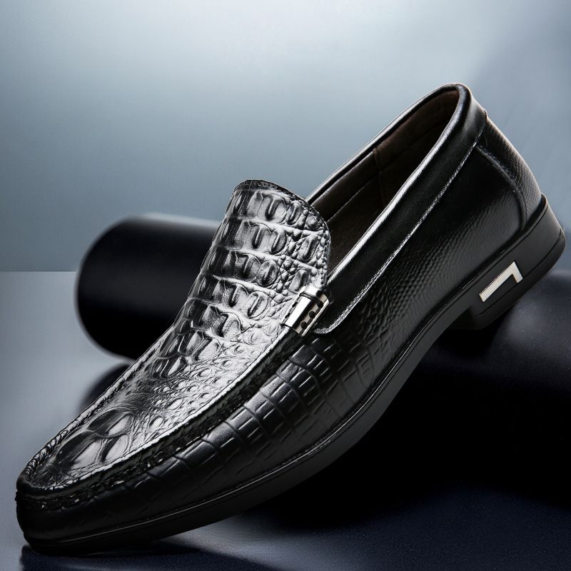 ✨ Mens Crocodile-Pattern Leather Shoes – Stylish Breathable Anti-Odor Casual Wear | 50% OFF