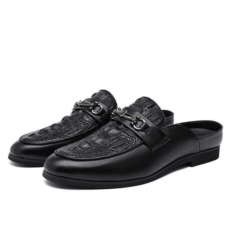 ✨ Mens Crocodile-Pattern Leather Slide Sandals – Stylish Breathable Anti-Odor Summer Footwear | 50% OFF