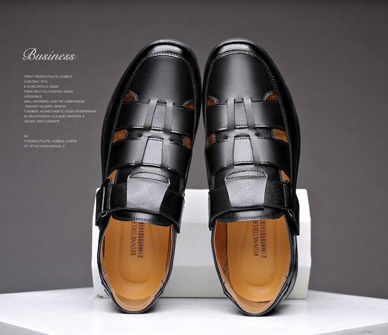 🔥Designed specifically for Ghana's climate🔥 Men's Genuine Leather Sandals｜2026 Summer Breathable Open-Place Design, Wide-Foot Friendly, Lightweight and Durable