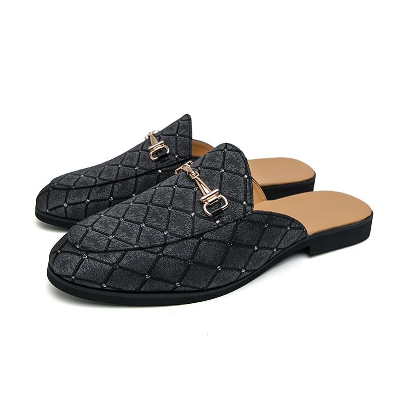 ✨ Men's Diamond Quilted Horsebit Mule Slides – Fashion Breathable Backless Loafer Slippers | 50% OFF