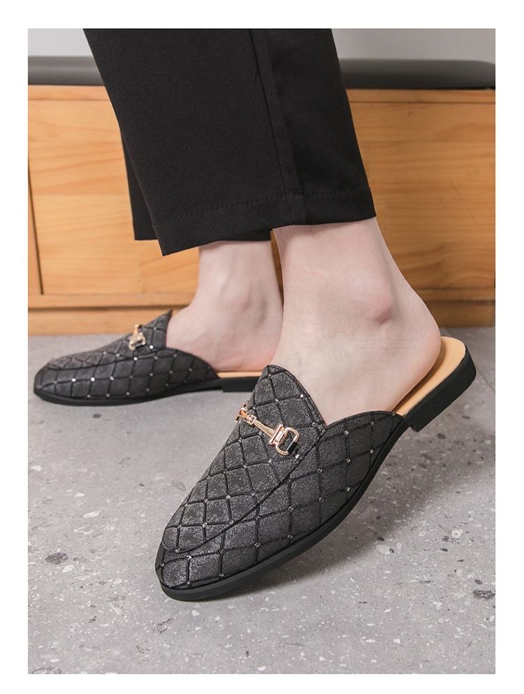 ✨ Men's Diamond Quilted Horsebit Mule Slides – Fashion Breathable Backless Loafer Slippers | 50% OFF