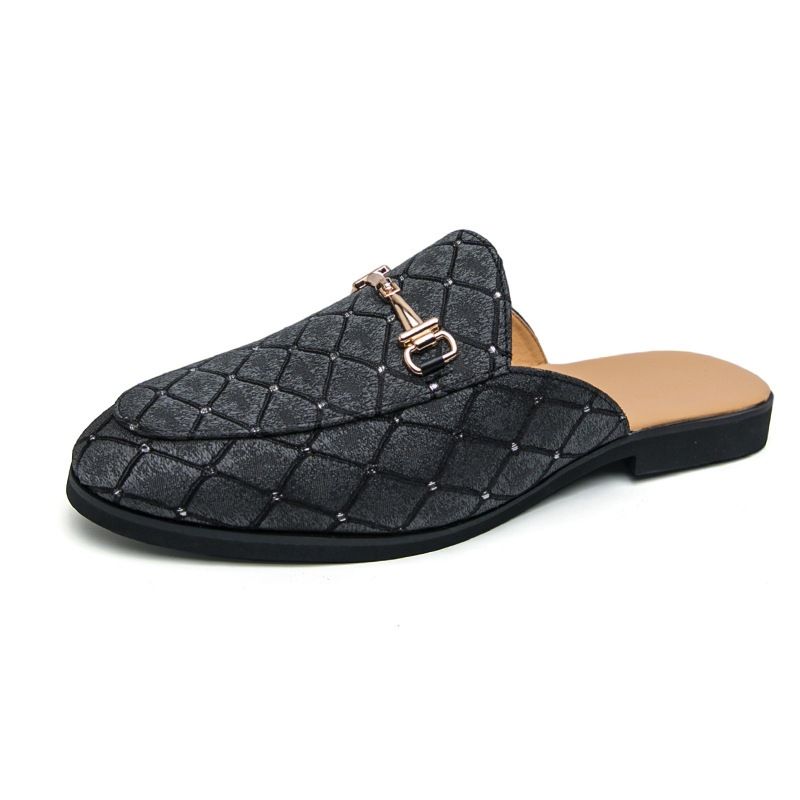 ✨ Men's Diamond Quilted Horsebit Mule Slides – Fashion Breathable Backless Loafer Slippers | 50% OFF