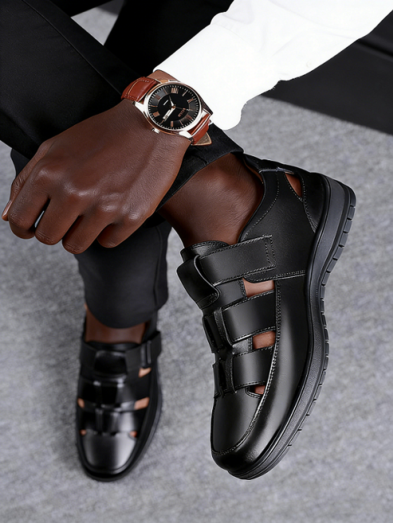 🔥Designed specifically for Ghana's climate🔥 Men's Genuine Leather Sandals｜2026 Summer Breathable Open-Place Design, Wide-Foot Friendly, Lightweight and Durable