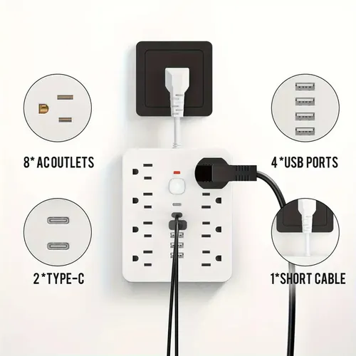 14-in-1 power socket - with overload protection and one-touch control