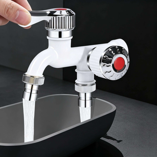 4 Pack Wall Mount Dual Outlet Water Tap Two Handle Water Faucet Home Water Connector