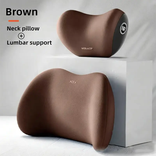 Memory Foam Car Neck Pillow and Lumbar Support Pillow Set, Ergonomic Car Headrest Back Support Cushion for Driving Office Chair
