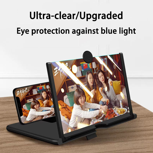 Black mobile phone screen magnifier pull-out ultra-high-definition video 12-inch desktop lazy stand magnifier