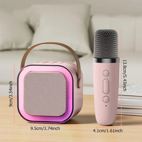 White Portable Wireless Karaoke Speaker with Microphone, HIFI Stereo Sound KTV Speaker with RGB Colorful LED Lights, Karaoke Machine for Outdoor Sports and Travel