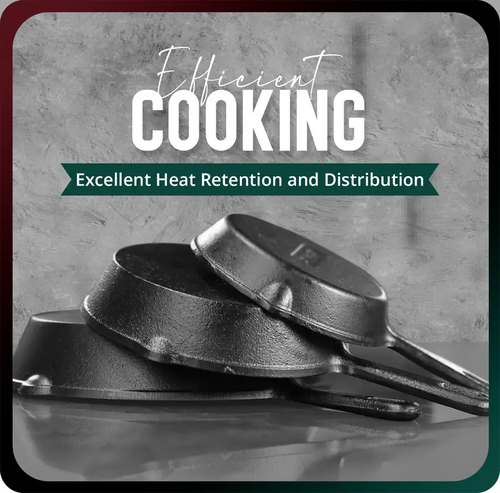 3Pcs Cast Iron Skillet Set 6.3 7.9 10.2 Inch Uncoated Non-Stick Frying Pans 16 20 26cm Multi Size Kitchen Cookware