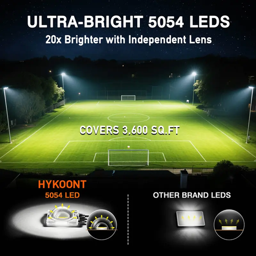 Hykoont SZ300 Solar Street Light, 500000Lumen Commercial Solar Security Light, Split Design Mono Panel Aluminum Housing, Dusk to Dawn Motion Sensor, IP66 Waterproof, 3 Years Warranty for Yard Parking Lot