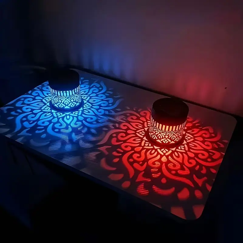 2-Pack Solar Mandala Projector Wall Lights, Waterproof Durable Metal Fence Light, Outdoor Decorative Lights for Garden, Patio, Backyard and Courtyard