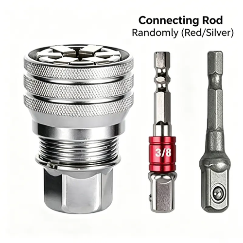 Multi-Function Adjustable Universal Socket Wrench, Multi-Size Maintenance Spanner Compatible with Three Eighths Drive Ratchet Torque Wrench and Power Drill, Extension Rod Random Color