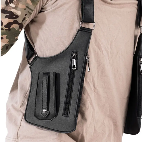 Universal tactical adjustable crossbody bag - anti-theft hidden storage space, lightweight and durable PU leather, multi-function pocket, adjustable shoulder straps and metal accessories, suitable for daily commuting, outdoor adventure and travel