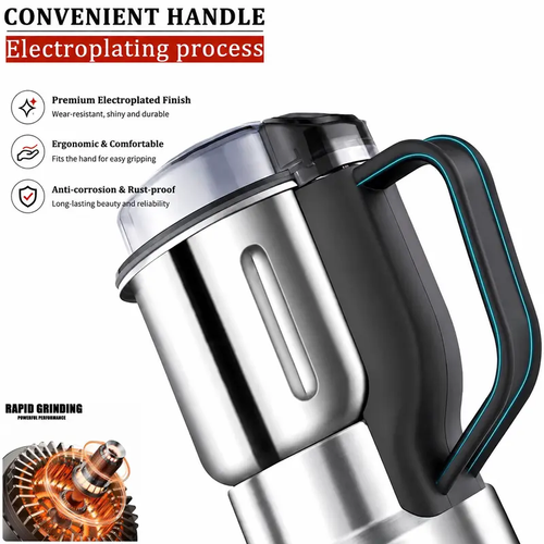 300W High Power Grinder with 2 Free Blades, Stainless Steel Grinder for Coffee Beans, Grains & Spices