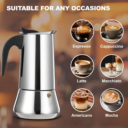Stainless Steel Moka Pot 450ML Stovetop Coffee Maker for Gas Stove