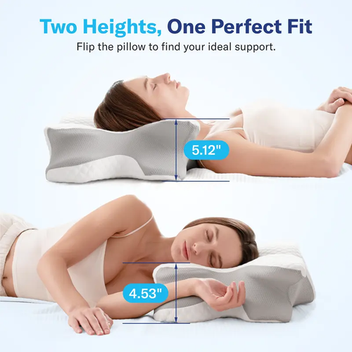 Alcedo Butterfly Contour Cervical Pillow for Cozy Sleep Odorless Ergonomic Memory Foam Orthopedic Bed Pillow 14.6 24.4 4.7 Inch For Side Back Stomach Sleepers