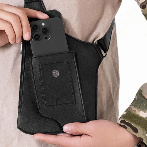Universal tactical adjustable crossbody bag - anti-theft hidden storage space, lightweight and durable PU leather, multi-function pocket, adjustable shoulder straps and metal accessories, suitable for daily commuting, outdoor adventure and travel