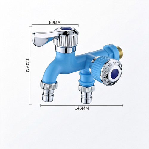 4 Pack Wall Mount Dual Outlet Water Tap Two Handle Water Faucet Home Water Connector