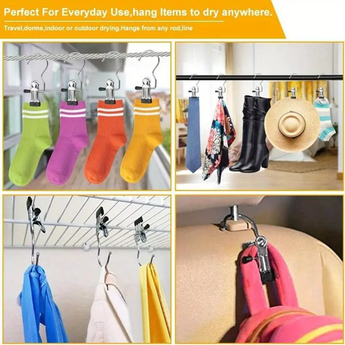60Pcs Stainless Steel Hanging Hook Clips, Anti Slip Laundry Boot Hangers, Multi Purpose Storage Hooks for Closet Hat Handbag Towel Skirt, Home Travel Organizer Supplies