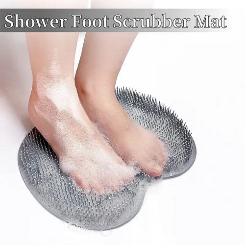 3 Pcs Exfoliating Shower Scrubber, Silicone Mat with Suction Cups, Wall Mount Body & Foot Cleaning Tool