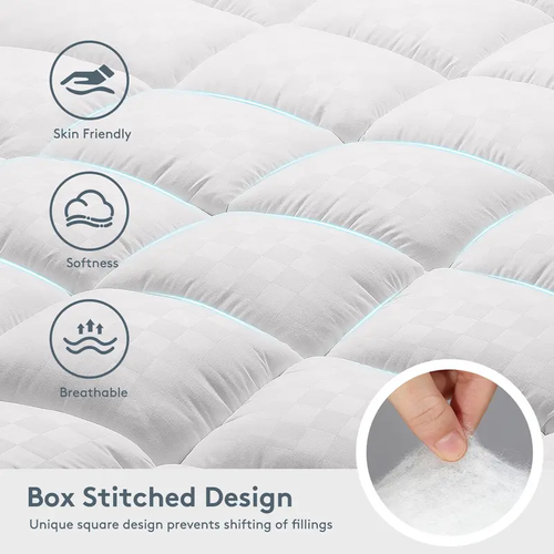 10cm Extra Thick Mattress Topper 5×6ft (150×190cm) - Soft Quilted Pad for Hard Mattresses
