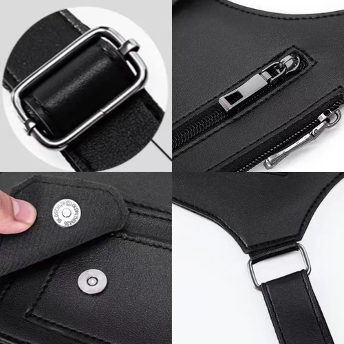 Universal tactical adjustable crossbody bag - anti-theft hidden storage space, lightweight and durable PU leather, multi-function pocket, adjustable shoulder straps and metal accessories, suitable for daily commuting, outdoor adventure and travel