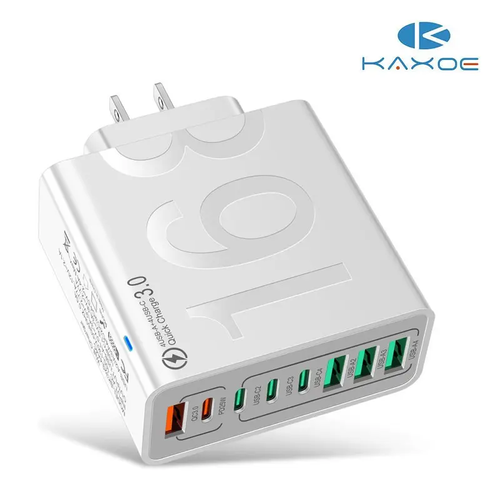 4 USB-C & 4 USB-A Fast Charging USB Hub PortableSmart 8port Charger for Multiple Devices SmartCharger for Phones, Tablets & More