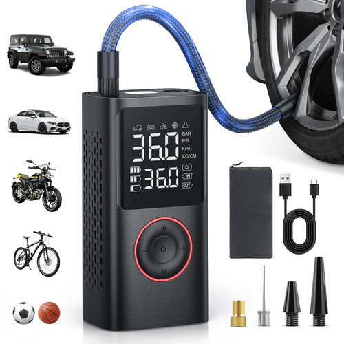 Cordless Tire Inflator Portable Air Compressor with Large Capacity Battery Wireless Digital Display Enhanced Safety Features for Cars & Inflatables Summervibes