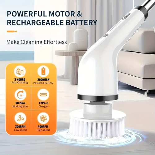 2026 New Model Cordless Cleaning Brush - Adjustable Speed, Long Battery Life, Extendable Handle - Multi-Purpose Scrubber for Home Kitchen Bathroom