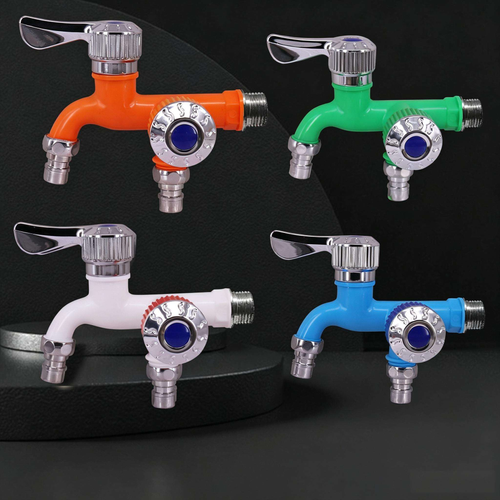 4 Pack Wall Mount Dual Outlet Water Tap Two Handle Water Faucet Home Water Connector
