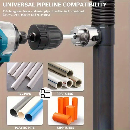 3 Piece Heavy Duty Alloy Pipe Threading Tool Set 1 2 inch 3 4 inch 1 inch Internal External Threads Electric Drill Compatible PVC Plastic Pipe Threader Ideal for DIY and Professional Plumbing Installations Compatible with PVC PPR and MPP Pipes home essentials