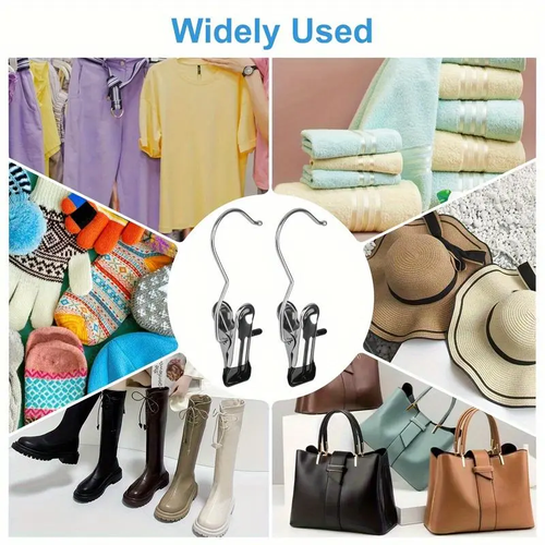 60Pcs Stainless Steel Hanging Hook Clips, Anti Slip Laundry Boot Hangers, Multi Purpose Storage Hooks for Closet Hat Handbag Towel Skirt, Home Travel Organizer Supplies