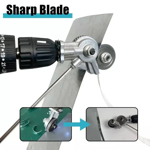 Complete Electric Drill Sheet Metal Cutting Attachment Kit with Auxiliary Handle, DIY Drill Shear Cutter, Portable Iron Aluminum Plastic Plate Cutting Tool with Full Installation Wrench Accessories for Workshop Auto Repair