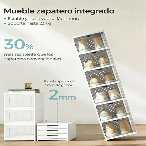 Transparent Foldable Shoe Rack 6 Tier Visible Shoe Organizer Quick Fold Unfold No Space Occupation Easy To Clean Breathable Shoe Cabinet For Entryway