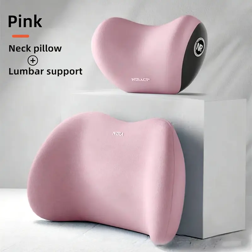 Memory Foam Car Neck Pillow and Lumbar Support Pillow Set, Ergonomic Car Headrest Back Support Cushion for Driving Office Chair