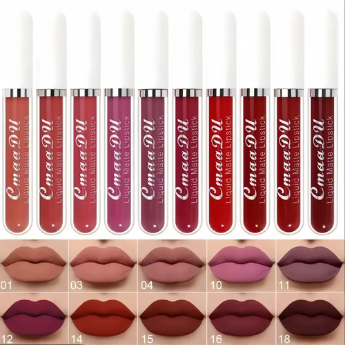 10-Pack Liquid Matte Lipstick Makeup Products, Long-Lasting Waterproof Non-Stick Lip Glaze, Beginner-Friendly Cosmetic for Adults & All Skin Types