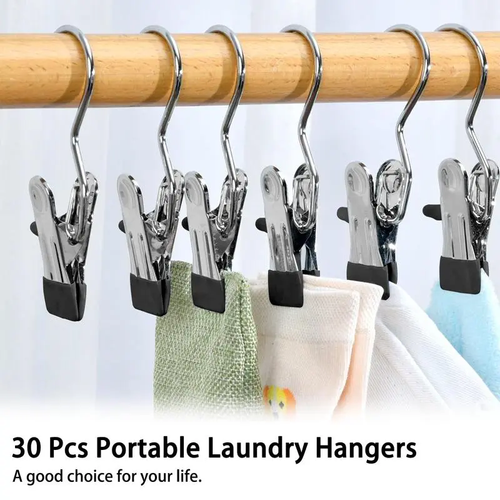 60Pcs Stainless Steel Hanging Hook Clips, Anti Slip Laundry Boot Hangers, Multi Purpose Storage Hooks for Closet Hat Handbag Towel Skirt, Home Travel Organizer Supplies
