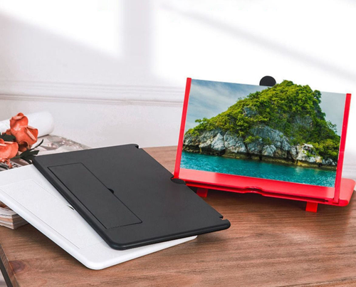 Black mobile phone screen magnifier pull-out ultra-high-definition video 12-inch desktop lazy stand magnifier
