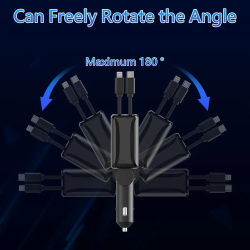 4 in 1 Retractable Car Charger Fast USB C Charging Adapter