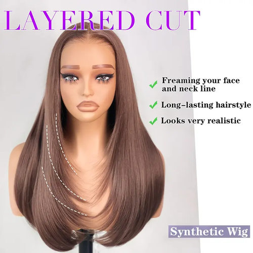 9×7 Glueless Layer‑Cut Straight Lace Wig｜Wear‑and‑Go Pre‑Plucked