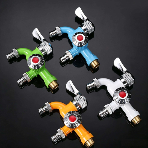 4 Pack Wall Mount Dual Outlet Water Tap Two Handle Water Faucet Home Water Connector