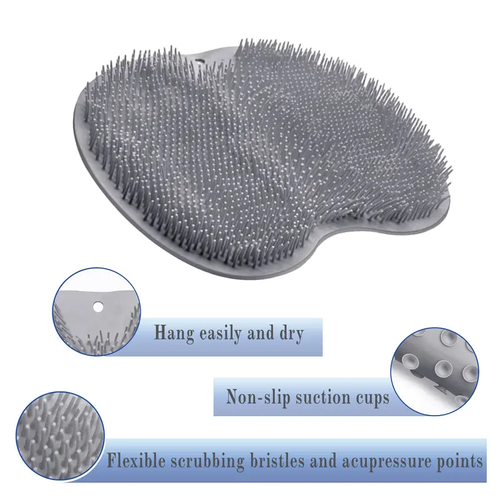 3 Pcs Exfoliating Shower Scrubber, Silicone Mat with Suction Cups, Wall Mount Body & Foot Cleaning Tool