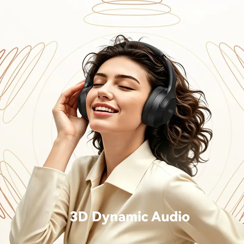 Wireless Bluetooth Over-Ear Headphones, Active Noise Cancelling, Hi-Res Audio, 100 Hours Battery Life, Foldable Lightweight Headset with Microphone for iOS, PC and Android, Black, Ideal for Home Office and Business Trips